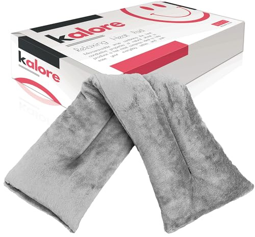 KALORE Wheat Bags Microwavable for Neck & Shoulder Pain Relief – Lavender Scented Heat Wrap – Handmade in UK with UK-Grown Filling – Plush – Deep Comfort for Tension & Aches, Grey