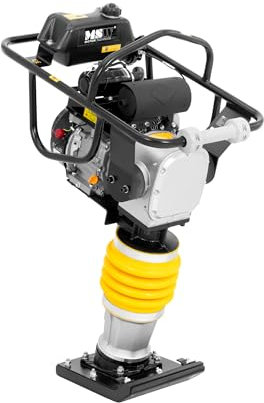 MSW Pilonneuse thermique - 34 x 28 cm - 10 kN, 450-650 coups/min, moteur Loncin de 6,5 ch, cadre anti-vibration, roues intégrées, dameuse plaque vibrante, compacteur de sol