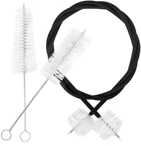 Baluue 3pcs Trombone Cleaning Kit Trumpet Care Tools White Nozzle Brush Black Rope Brush for Instrument Cleaning