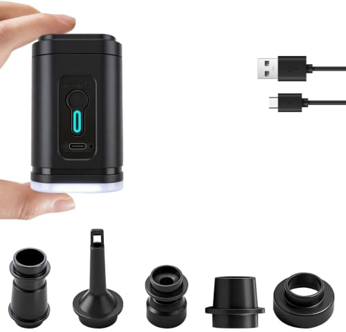 Lumoryx Mini Pompe à air électrique Portable avec 6 Buses, 4000Pa | Gonfleur Piscine Rechargeable, Mini Pompe à air Gonflable et déviée 2 en 1 pour Matelas Gonflable Sac sous Vide Bouée