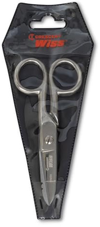 Crescent Wiss 5 Electrician Scissors with Serrated Bottom Blade - Shears for Electrical Wires - Serrated to Cut Insulation - Electrician Tools - Metal Cutting Sharp Scissors - 175E5V