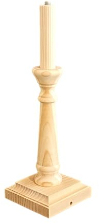 Lámpara de Mesa. En Pino Macizo torneado. En Crudo, para Pintar. Medidas: Alto 34 cms. Base: 11 * 11 cms.