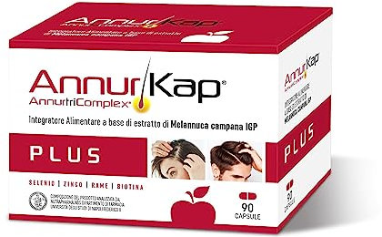 AnnurKap Integratore Capelli | 90 Capsule | con Melannurca Campana, Selenio, Zinco, Rame e Biotina | Supporta la crescita e la forza dei capelli | integratore Naturale Made in Italy