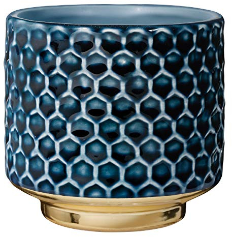 Bloomingville Blumentopf Home Retro Übertopf Vintage Pflanztopf für Zimmerplanzen, Sukkulenten S (10 cm ø) Öffnung: 9 cm ø, Petrol blau, Keramik