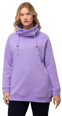 Ulla Popken Damen Basic Zweifarbige Kordel Sweatshirt Blau Flieder 48-50