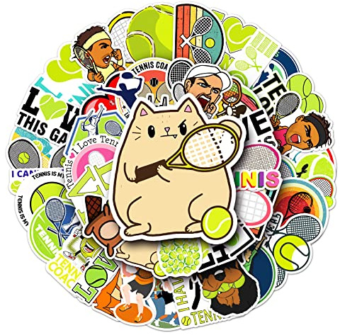 Bric Dodo Set di 50 adesivi da tennis per auto, laptop, telefono, chitarra, skateboard, moto, bicicletta, tennis, in vinile, impermeabili, per adolescenti, bambini, adulti