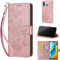 for Huawei P30 Lite Case, Embossed Premium PU Leather Folio Flip Notebook Wallet Cover Compatible with Huawei P30 Lite Phone Case [Magnet Closure][Kickstand][Card Slots], Rose Gold Butterfly