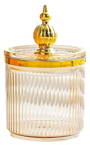 Fonowx Scatola porta cotton fioc Porta batuffoli di cotone Dispenser Custodia per attrezzi per trucco Contenitore per dischetti rotondi in cotone con, Ambra