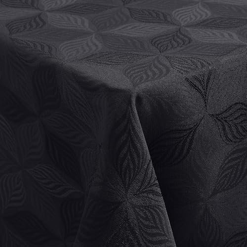 Homaxy Tischdecke Abwaschbar Rechteckig 100x140cm Mehrblättrige Jacquard Tischdecke Ornamente Schmutzabweisend Pflegeleicht, Schwarz