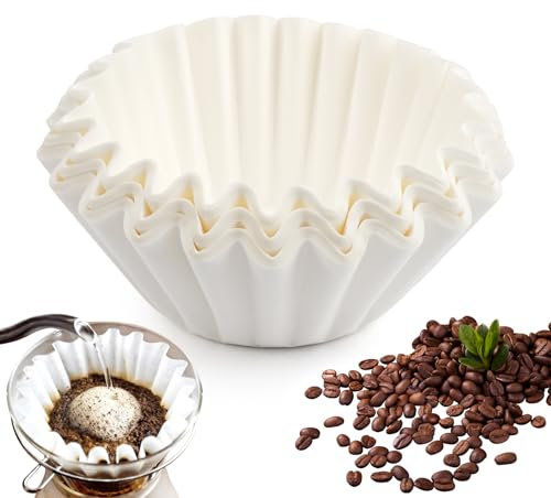 100 Piezas Filtro de Papel para Café, 60/110 mm Filtro de Café Blanco en Forma de Cesta, Coffee Filter Paper, Papel de Filtro de Café Desechable, Filtros de Papel de Café Natural para Hogar, Cafetería
