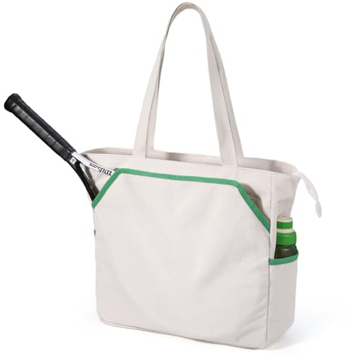 SMRITI Canvas Tennis Tote Bag for Women, Portable Tennis Racquet Shoulder Bag for Large Tennis Racket, Badminton, Pickleball, Padel