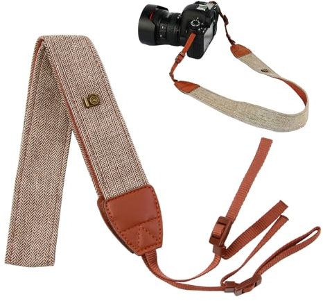 Correas para cámara, correas de hombro vintage para cámaras SLR y DSLR, correas para cámara, correas para cámara, cómoda y duradera, correa para el cuello de algodón y piel sintética (marrón) (marrón)
