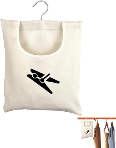 keyxer à Pinces à Linge avec Crochet, Rangement pour Pinces à Linge, Sac à Pinces en Tissu Noir pour la Maison à Suspendre réutilisable, Sac Porte-Pinces à Linge Sac à Pinces d'extérieur