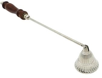 LivuX Tidlös ljussläckare förnicklad aluminium med trähandtag, 30 cm – elegant och funktionellt ljustillbehör för säker släckning