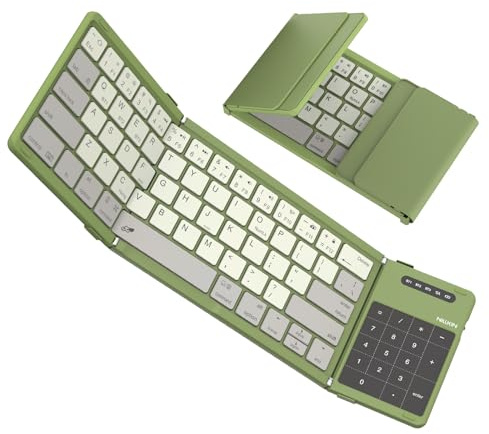 Nillkin Fällbart Bluetooth-tangentbord med inbyggd pekplatta och nummerdyna – ultraportabelt trådlöst tangentbord för iPad, ytsurfplatta, smartphone, bärbar dator PC (grön)