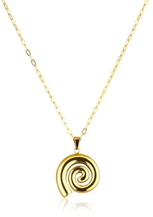 Mikovivi Gold Spiral Necklace Chunky, Gold Pendant Necklace Spiral Shell Dainty Chain Stainless Steel Simple Boho Jewelry Perfect Summer Beach-Inspired Gift for Women