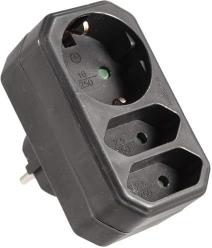 Enchufe de conversión - Enchufe Recto Que transforma un Conector alemán en 3 Salidas, Ideal para múltiples Dispositivos eléctricos.*