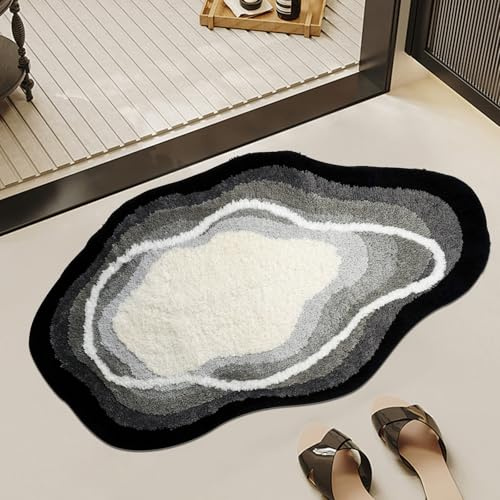 KRIPINC Alfombra de Baño Absorbente Secado Rápido Gris, Alfombrilla Baño Antideslizante y Lavable Fibras de Microfibra Flockadas, Tapetes para Sala, Dormitorio, Pie de Cama, Bañera, Ducha, 60x100cm