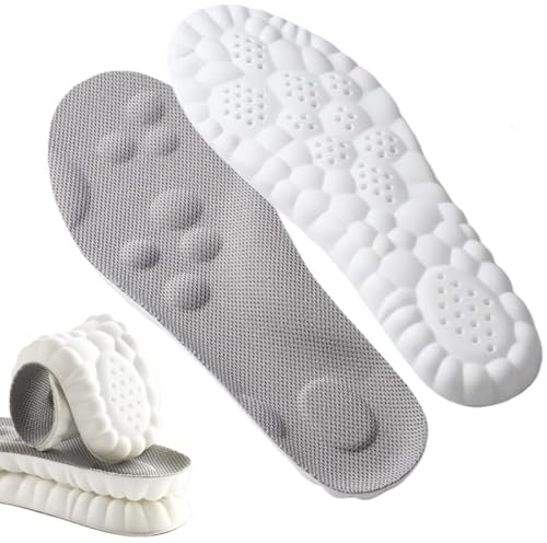 Doukesh Solette in Memory Foam 4D con Supporto per Arco Plantare Ortopediche Sport Solette Inserti per Scarpe da Ginnastica Scarpe Sportive Traspirabile Grigio 39-40
