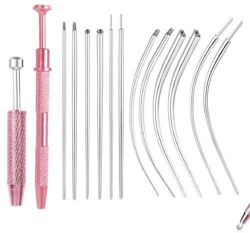 14 Pcs Ear Piercing Tools Kit, Ear Piercing Ball Grabber With Flat Back Earring Applicator Tool, 14G 16G 18G Professional Piercing Changing and Insertion Tool Assistant for Ear Nose Navel lip