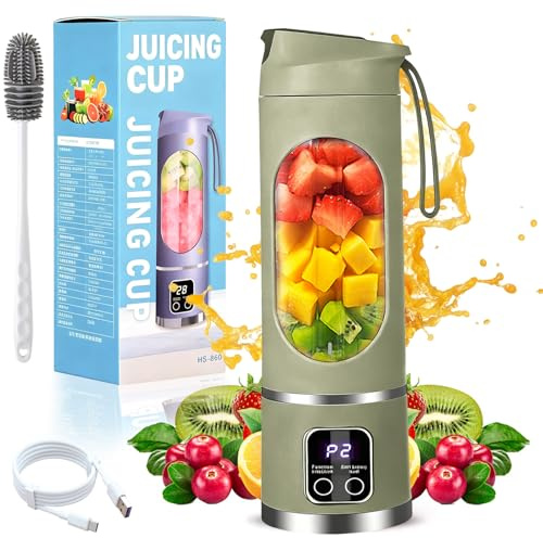 Digital Multimode Juicer Blender - Smart LED Display, 450ml Portable Digital Display Juicer, 21000rpm, Diet-Friendly, Leak Proof Design for Smoothies Liquid Diet, Shakes & Baby Food (Green)