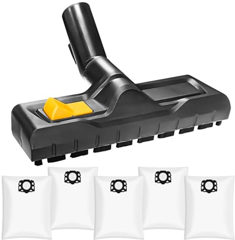 Bodendüse für Kärcher WD3, WD4, WD5, WD6, Trockensaugdüse Ersatz mit 5 Stück staubsaugerbeutel für kärcher, Dampfreiniger Zubehör für Kärcher, Staubsauger Bodendüse Zubehör