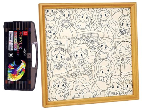 Cadre pour Puzzle - Cadre Photo à Colorier avec Marqueurs | Puzzle Dessin Animé Fait à la Main Décoration de la Maison | pour Maison Voyage Chambre d'apprentissage dans La Salle De Jeux De La