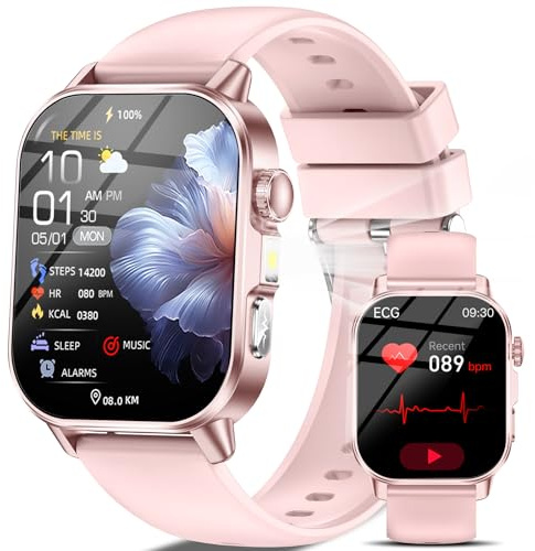Montre Connectée Femme avec ECG/HRV/Pression Artérielle/Lampe LED/Sommeil
