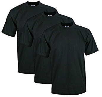 Pro Club Men's 3-Pack Heavyweight Cotton Short Sleeve Crew Neck T-Shirt, Black, XL Tall