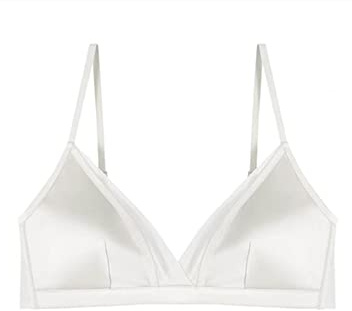 SilRiver Women Silk Padded Bralette Deep V Bra Wire Free Super Soft Comfortable for Sensitive Skin