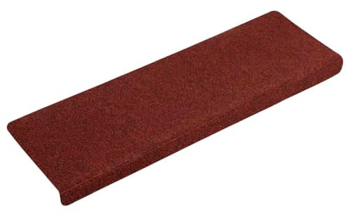 vidaXL Treppenmatten 15 STK., Stufenmatten für Treppenstufen, Treppenteppich mit Selbstklebepunkten, Treppenstufenmatte Treppenschutz, Nadelvlies 65x21x4cm Rot