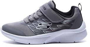 Skechers Jungen Microspec Texlor Sneaker, Gray Textile Black Textile Trim, 36.5 EU