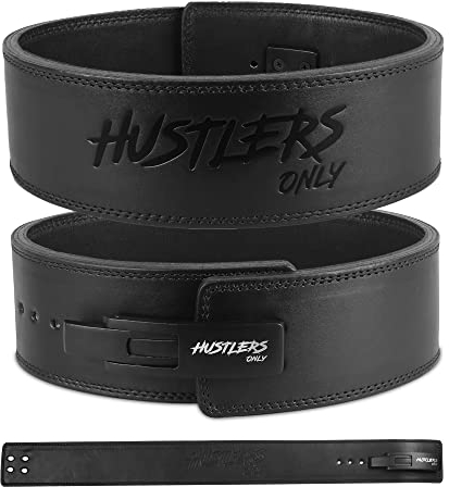 Hustlers Only Gewichthebergürtel mit Hebelschnalle aus echtem Leder für Kreuzheben, Powerlifting, Workout-Gürtel 10 mm Dicke für Rückenstütze, Hebegürtel für Männer und Frauen (M, schwarz)