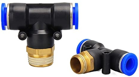 DOLUNTO 2PCS Air Connector Fitting T Shape Hose Pipe to BSPT Male Thread Pneumatic Coupler (12mm OD Hose,3/8inch)