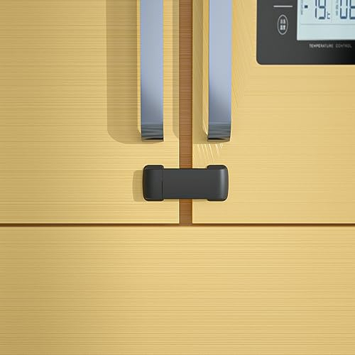 SAFELON 2 Stück Baby Safety French Fridge Türschloss, kindersicheres doppeltüriges Kühlschrankschloss, Schrankschrankschloss für Kleinkinder & Babys, kein Bohren & keine Werkzeuge (Schwarz)