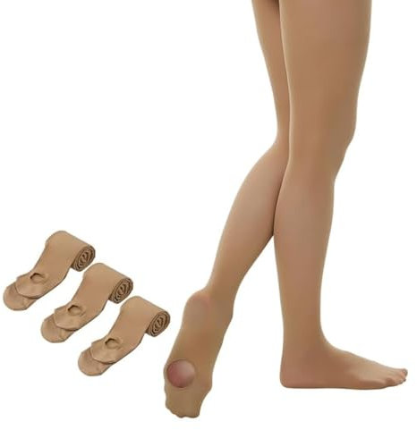 Yilanmy 3 Paare Ballettstrumpfhose für Mädchen und Damen Tanz Strumpfhosen Footed Student Training Strumpfhose Convertible Transition Ultra Soft Opaque