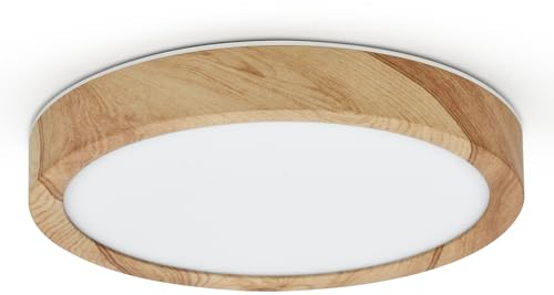 LVL LED Ceiling Light, 12W Wood Grain Flat Small Round Nordic Flush Ceiling Light for Bedroom Living Room Kitchen Bathroom Lights (12W)