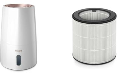Philips Series 3000 Luftbefeuchter – für Räume bis 45 m² & Philips 800 Series NanoProtect HEPA Luftreiniger Filter FY0194/30 - kompatibel zu AC0820/30, silber