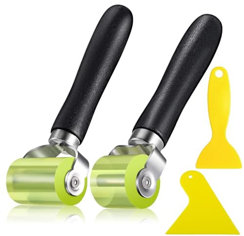 2 Stück Gummiwalze mit 2 Stück Folienrakel,Andrückrolle Andrückwalze,Silikon Rolle Hitzebeständig,für Autoschalldämmung,Tapeten oder Folienglättung Pressradwerkzeug Nahtroller