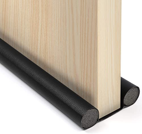 Bas de Porte Double Isolant - 95 cm Boudin de Porte Stop Froid，Anti Bruit Insect, Bâton en Mousse Inséré Découpable Noir