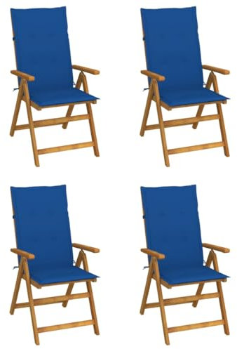 Generisch Hochlehner Verstellbar 4 STK. mit Auflagen Massivholz Akazie,jiangboyue-3065357