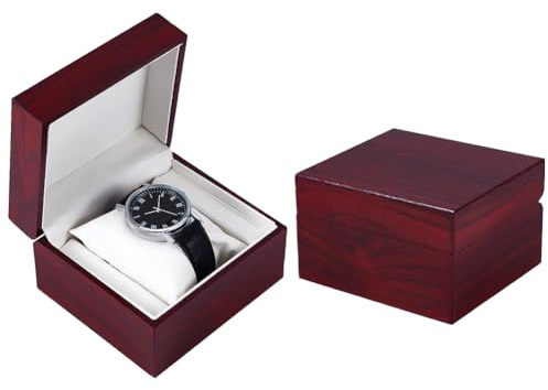 BENECREAT 2 scatola Regalo In Legno per Orologio con Cuscino, Scatola Regalo con Orologio Da Polso In Legno, Organizer per Custodia Singola per Orologi per Compleanni, Regalo Gioiello Orologio