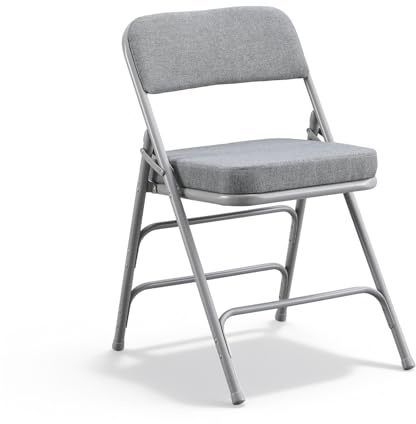 CHAIRABLE Padded Folding Chair with Thick Cushion, 1 Pack Grey | Upholstered cushion for superior comfort, sturdy steel frame supports up to 300 lbs, great for events and daily use