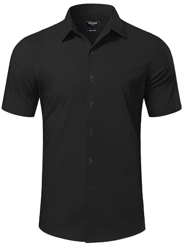 Casey Kevin Chemise Homme Manches Courtes Fibre de Bambou, Chemise Rayée