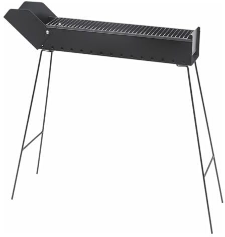 EMPOTEC 5919135 Fornacella Canaletta Barbeque Cuoci Spiedini Arrosticini Griglia Acciaio Cromato a Carbone Cottura Carne Pesce Spiedini Gambe Pieghevoli 74x14x76 cm