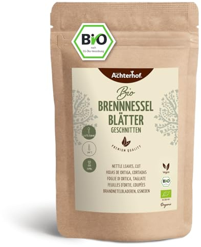 Feuilles d'ortie BIO coupées 250g | Feuilles d'ortie séchées et coupées | idéales pour la tisane d'ortie | tisane en vrac | issues de culture biologique contrôlée | vom Achterhof