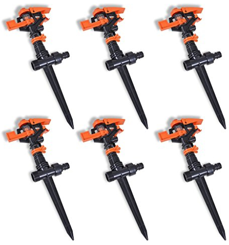 Festnight Impuls-Rasensprenger Sprenger Sprinkler Impulsregner (6er-Set) Spritzbereich 20 m