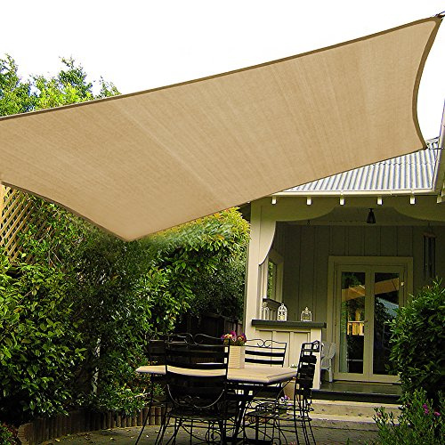 Shade&Beyond Vele parasole curve, 3,5 x 3,5 m, color sabbia, 185 g/m², vela ombreggiante permeabile per patio, terrazza, cortile, cortile (realizziamo dimensioni personalizzate)
