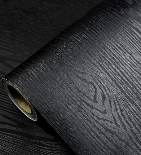tiltil Black Wood Peel and Stick Wallpaper Wood Contact Paper 17.7 × 197