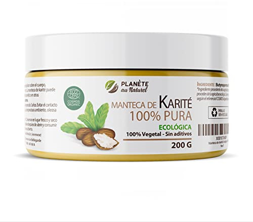 Manteca de Karité Ecológica 200 g - 100% Vegetal - Sin aditivos - Sin Refinar - para Cuerpo - Cara - Piel - Pelo- Uñas - Cabello